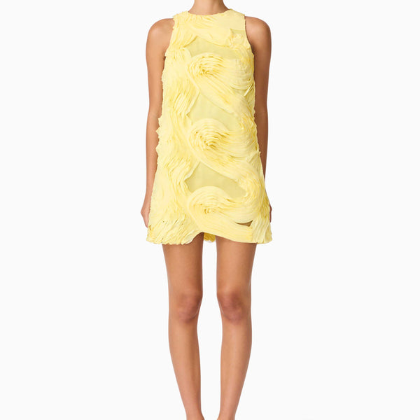 Asher Mini Shift Dress in Yellow | 3D Lace Fabrication – Elliatt