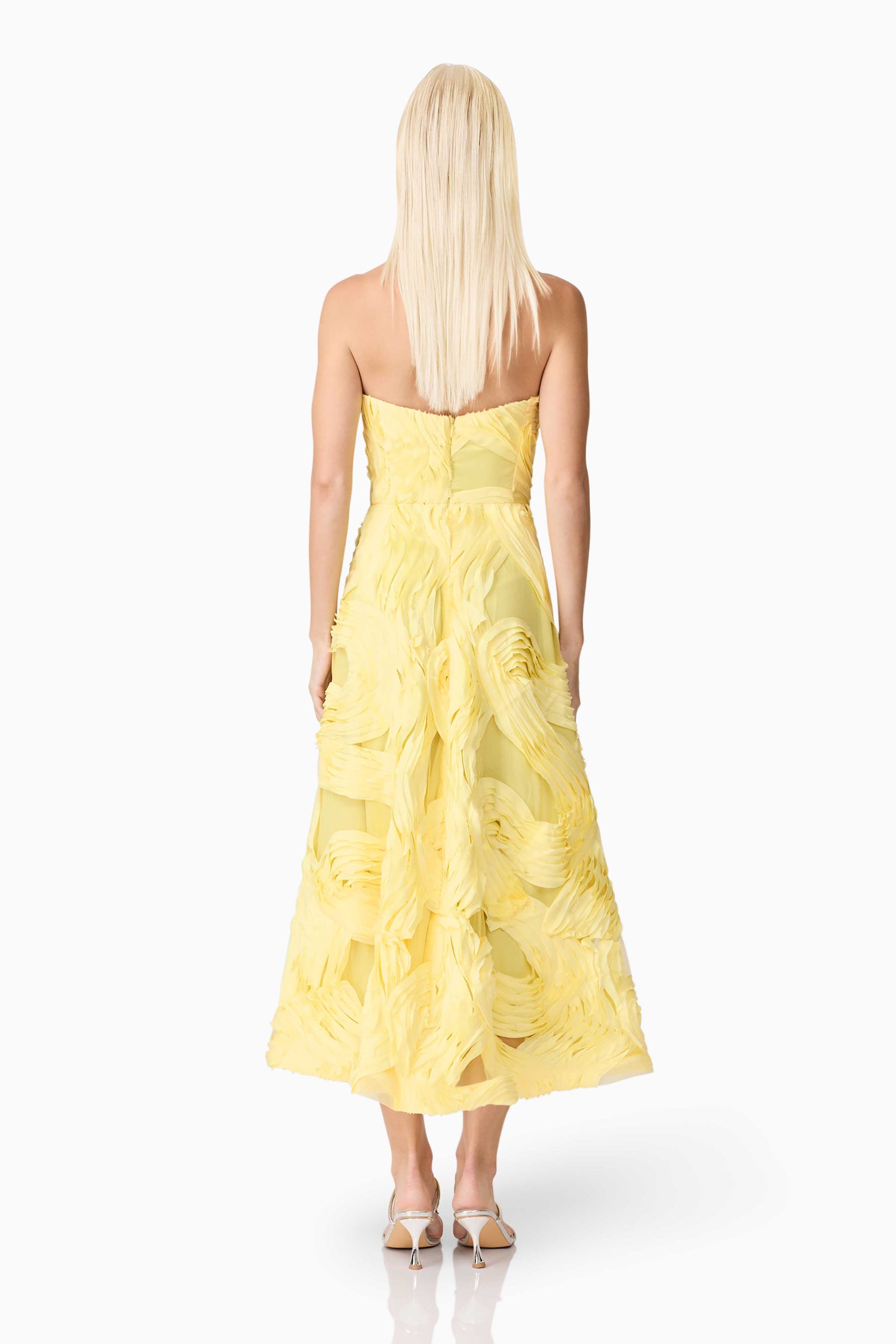 asher midi dress Asher Sweetheart Midi Dress - Yellow - S