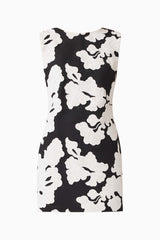 Bloomoir Shift Mini Dress in Black & White with a round neckline and sleeveless silhouette ghost shot