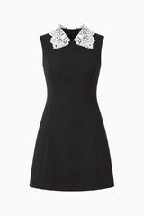 Elysia Lace Mini Dress in Black with a-line silhouette ghost shot