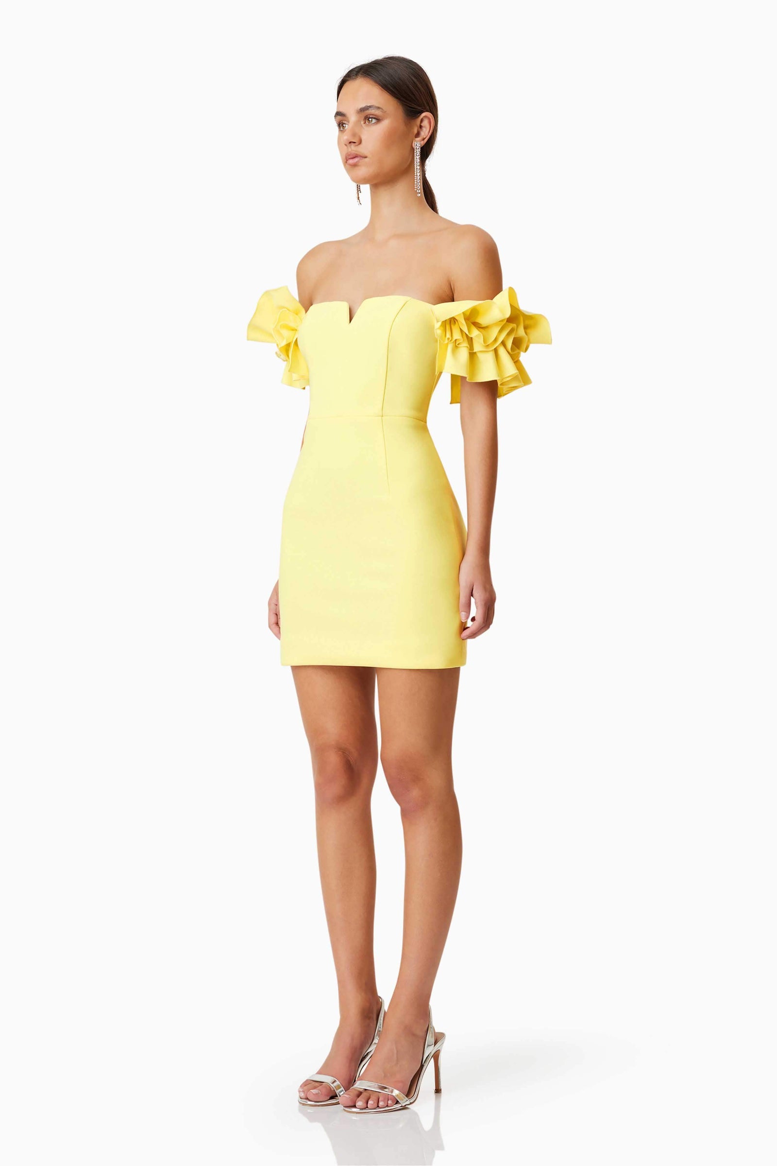 mustard dress off shoulder Nola Off The Shoulder Mini Dress - Yellow - XXS