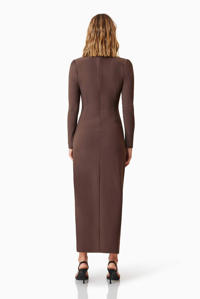 Nola Long Sleeve Maxi Dress In Brown Elliatt Nola Long Sleeve Maxi Dress In Brown Elliatt