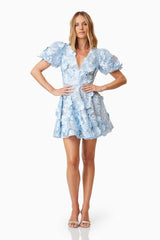 Selene Floral Mini Dress In Blue Elliatt Selene Floral Mini Dress In Blue Elliatt