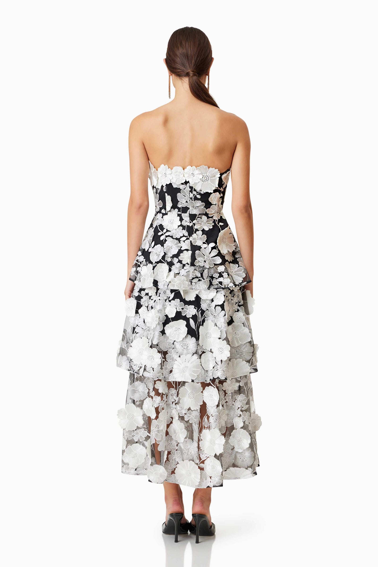 Selene Maxi Tiered 3D Dress - Black - XXL