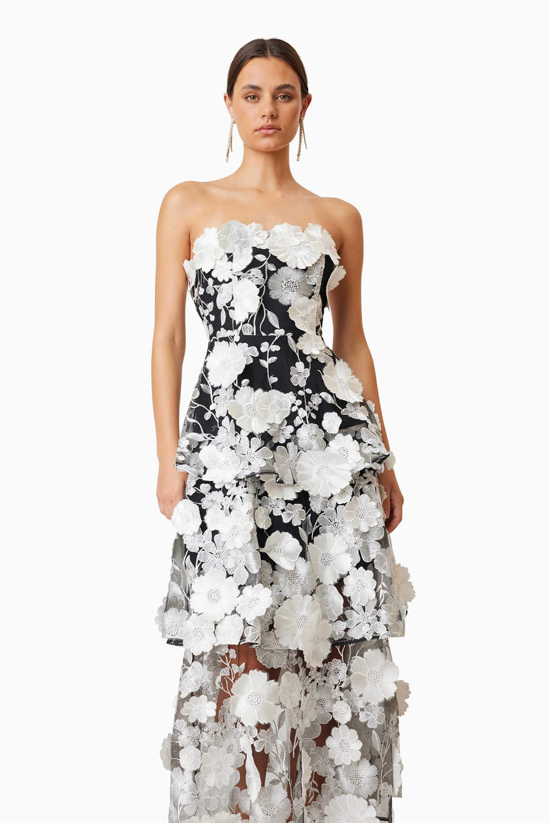 Selene Maxi Tiered 3D Dress - Black - XXL - ELLIATT Selene Maxi Tiered 3D Dress - Black - XXL - ELLIATT