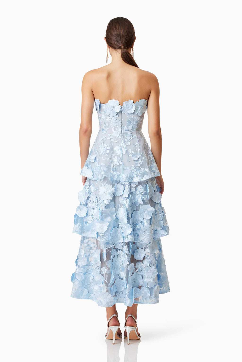 Selene Maxi Tiered 3D Dress - Blue - L