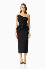 Orelia Pleated Midi Dress in Black