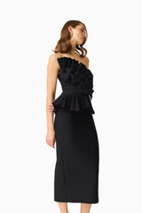 Orelia Pleated Midi Dress in Black