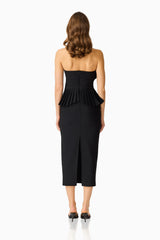 Orelia Pleated Midi Dress in Black