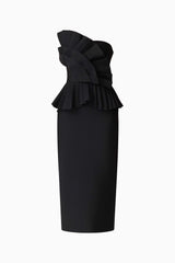 Orelia Pleated Midi Dress in Black