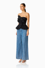Orelia Pleated Top in Black