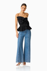 Orelia Pleated Top in Black