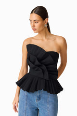 Orelia Pleated Top in Black