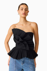 Orelia Pleated Top in Black
