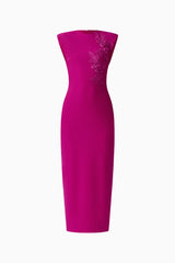 Dahlira Column Maxi Dress in Orchid Pink 3D floral detailing ghost shot