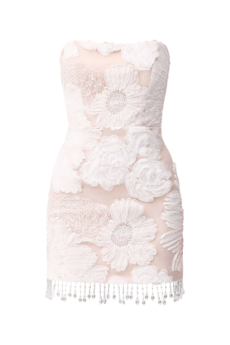 Roxana Strapless Mini Dress in White ghost shot 