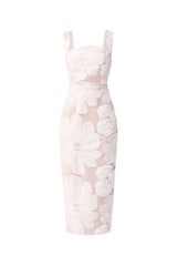 Roxana Midi Dress in White ghost shot 