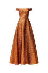 Sapphira Off The Shoulder Gown in Orange ghost shot