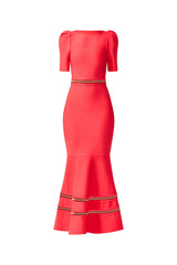 Jesselle Short Sleeve Gown in Red ghost shot 