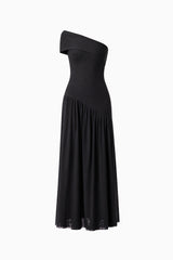 Jesselle Off The Shoulder Gown in Black ghost shot