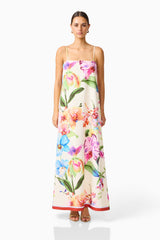 A-Line Maxi Dress in Floral Multi with a relaxed silhouette front shot