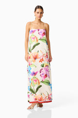 A-Line Maxi Dress in Floral Multi with relaxed silhouette posed shot