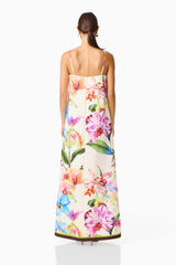 A-Line Maxi Dress in Floral Multi with back zipper back shot