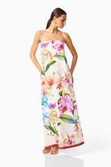 A-Line Maxi Dress in Floral Multi with relaxed silhouette posed front shot