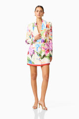 Glinda Blazer Dress in Multi Floral With long sleeves & collar V neckline posed shot