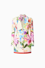 Glinda Blazer Dress in Multi Floral With long sleeves & collar V neckline ghost shot