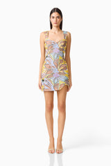 Seraphine Sweetheart Mini Dress in Floral Multi with sweetheart neckline front shot