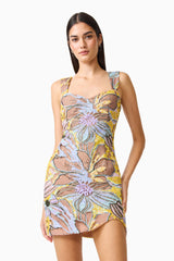 Seraphine Sweetheart Mini Dress in Floral Multi with sweetheart neckline front posed shot