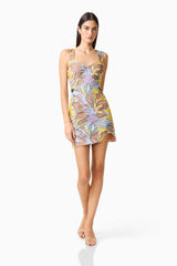 Seraphine Sweetheart Mini Dress in Floral Multi with sweetheart neckline posed shot