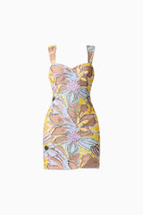 Seraphine Sweetheart Mini Dress in Floral Multi with sweetheart neckline ghost shot