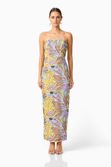 Seraphine Column Maxi Dress in Floral Multi with sequin fabrication front shot