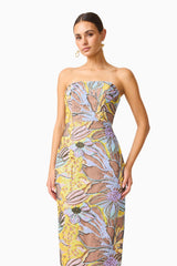 Seraphine Column Maxi Dress in Floral Multi with sequin fabrication posed front shot