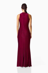 Genovia High Neck Gown in Garnet Pink with back zipper back shot
