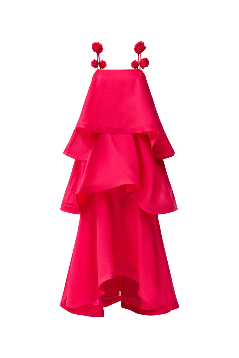 Thalia Tiered Gown in Pink ghost shot