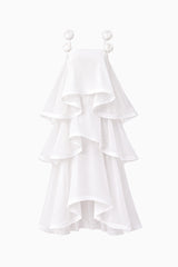 Thalia Tiered Gown in White ghost shot