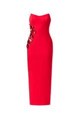Yasmine Strapless Maxi Dress in Red ghost shot