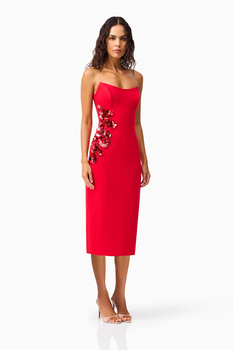 red maxi strapless dress Yasmine Strapless Maxi Dress in Red