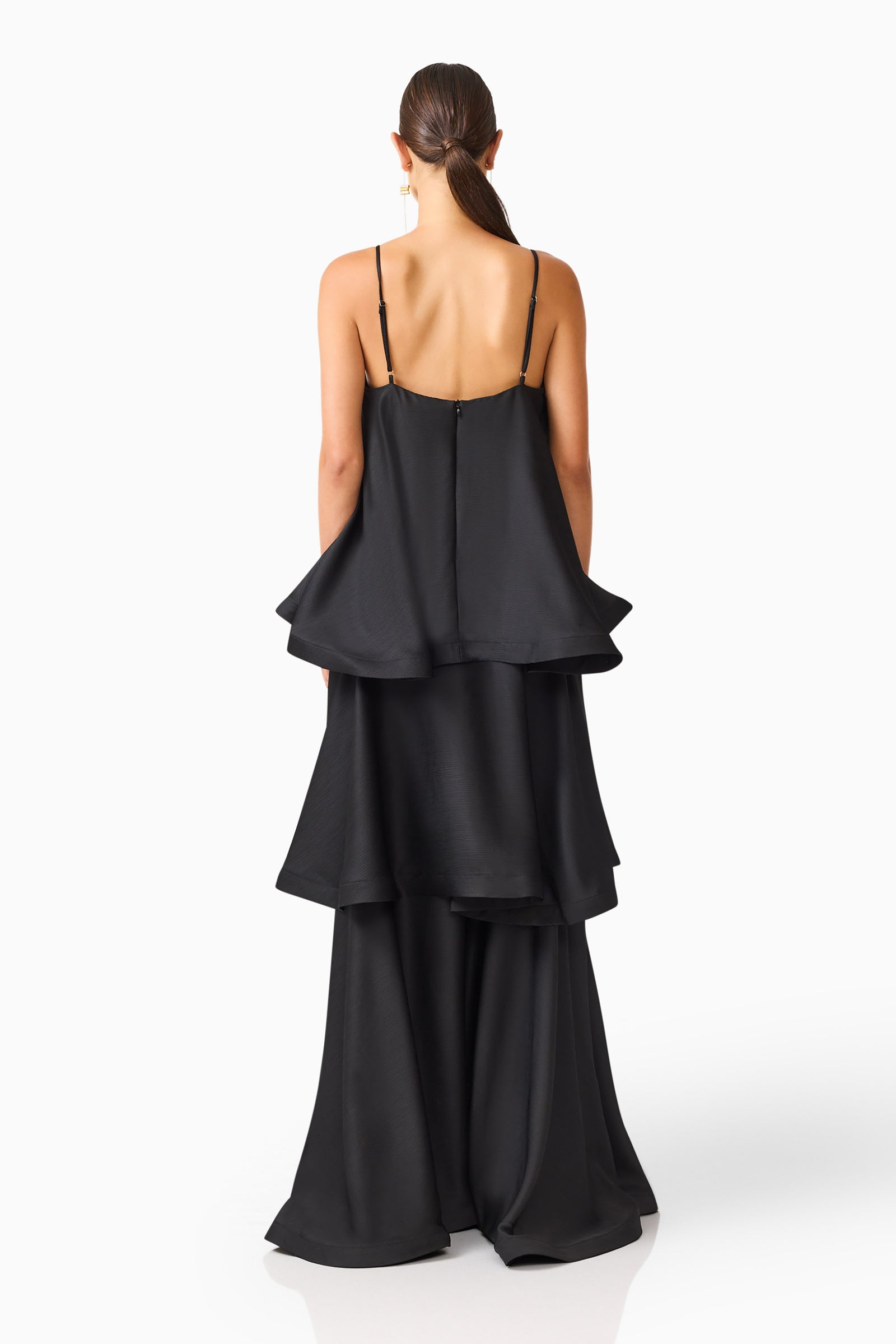 Tilly Tiered Maxi Dress in Black  Elliatt