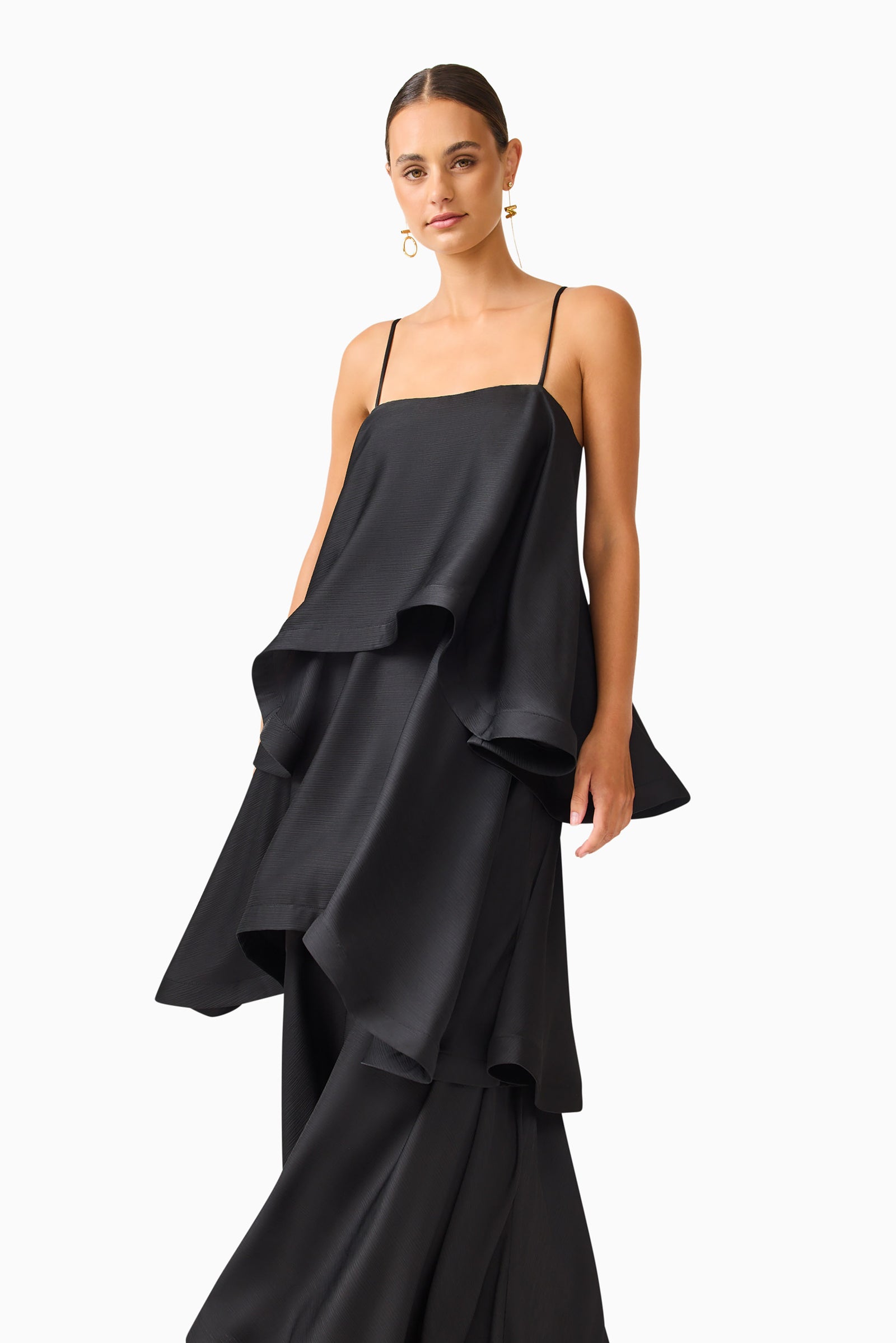 Tilly Tiered Maxi Dress in Black