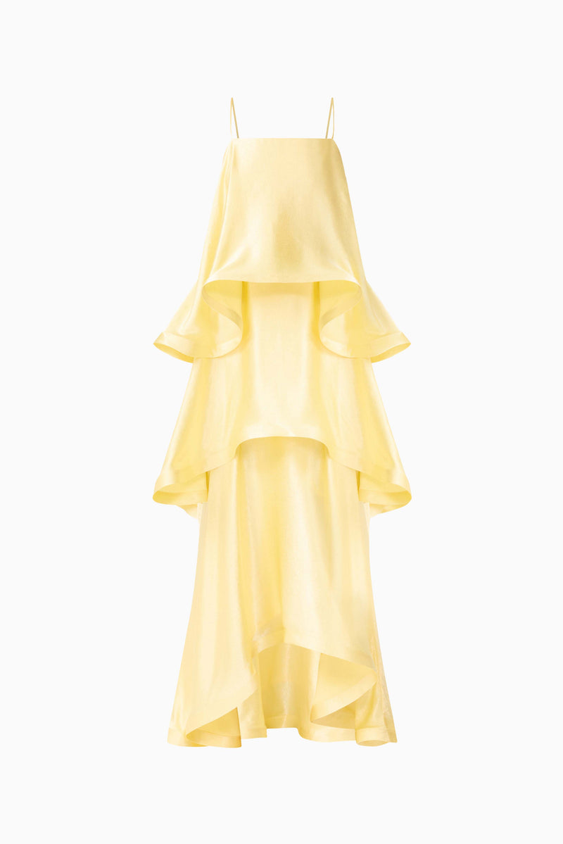 Tilly Tiered Maxi Dress in Butter Yellow ghost shot