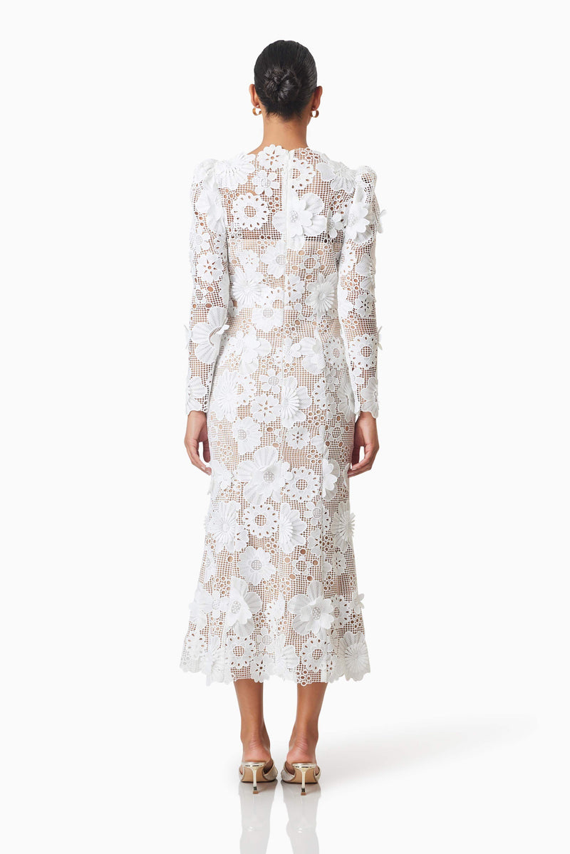 Autumn Long Sleeve Midi Dress In White Elliatt Autumn Long Sleeve Midi Dress In White Elliatt