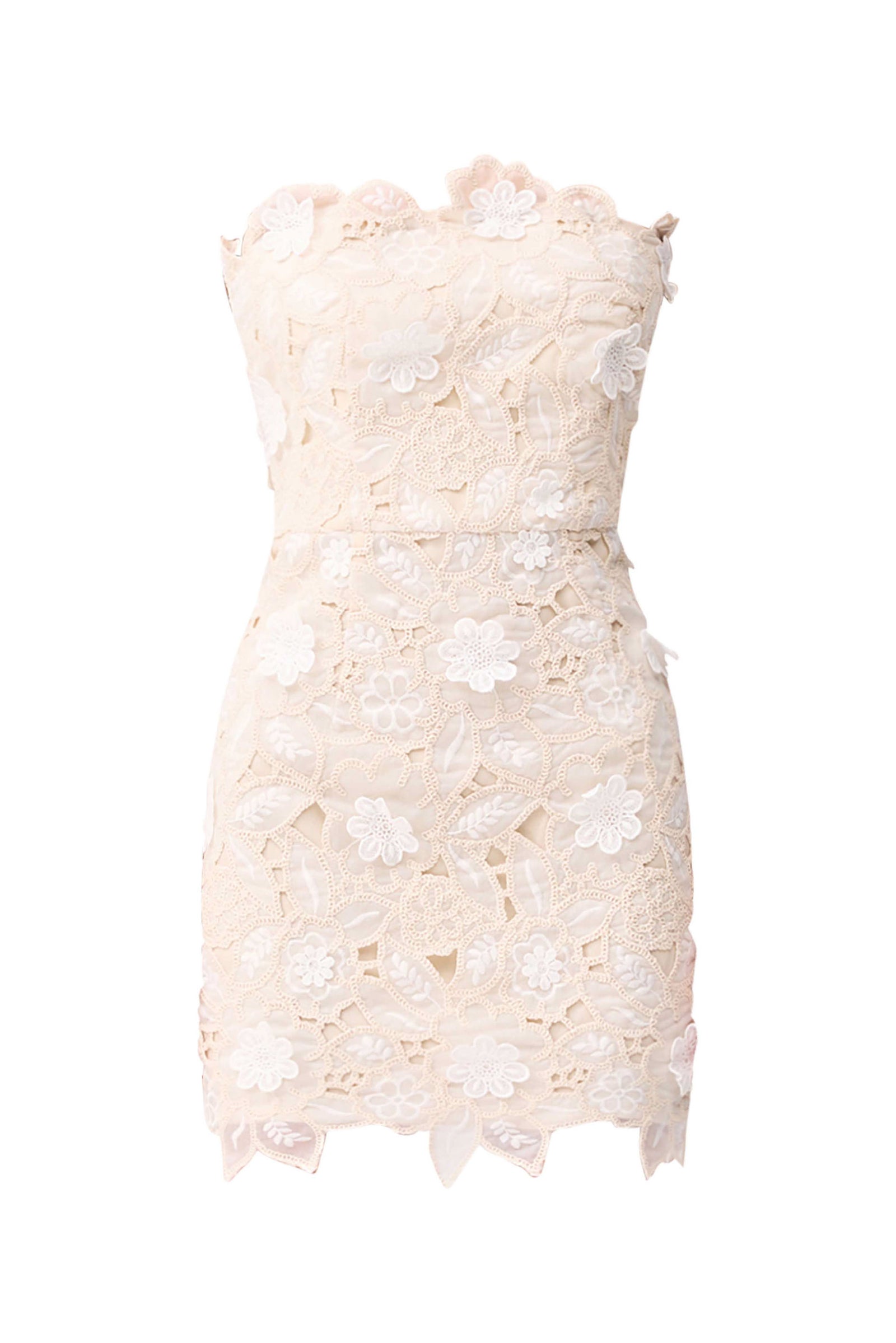 elina mini dress in cream Sienna Strapless Mini Dress in Cream