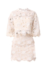 Sienna Top & Mini Skirt Set in Cream ghost shot