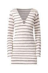 Eldora Long Sleeve Mini Dress in Black & White ghost shot