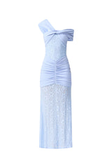 Valencia Lace Gown in Blue ghost shot