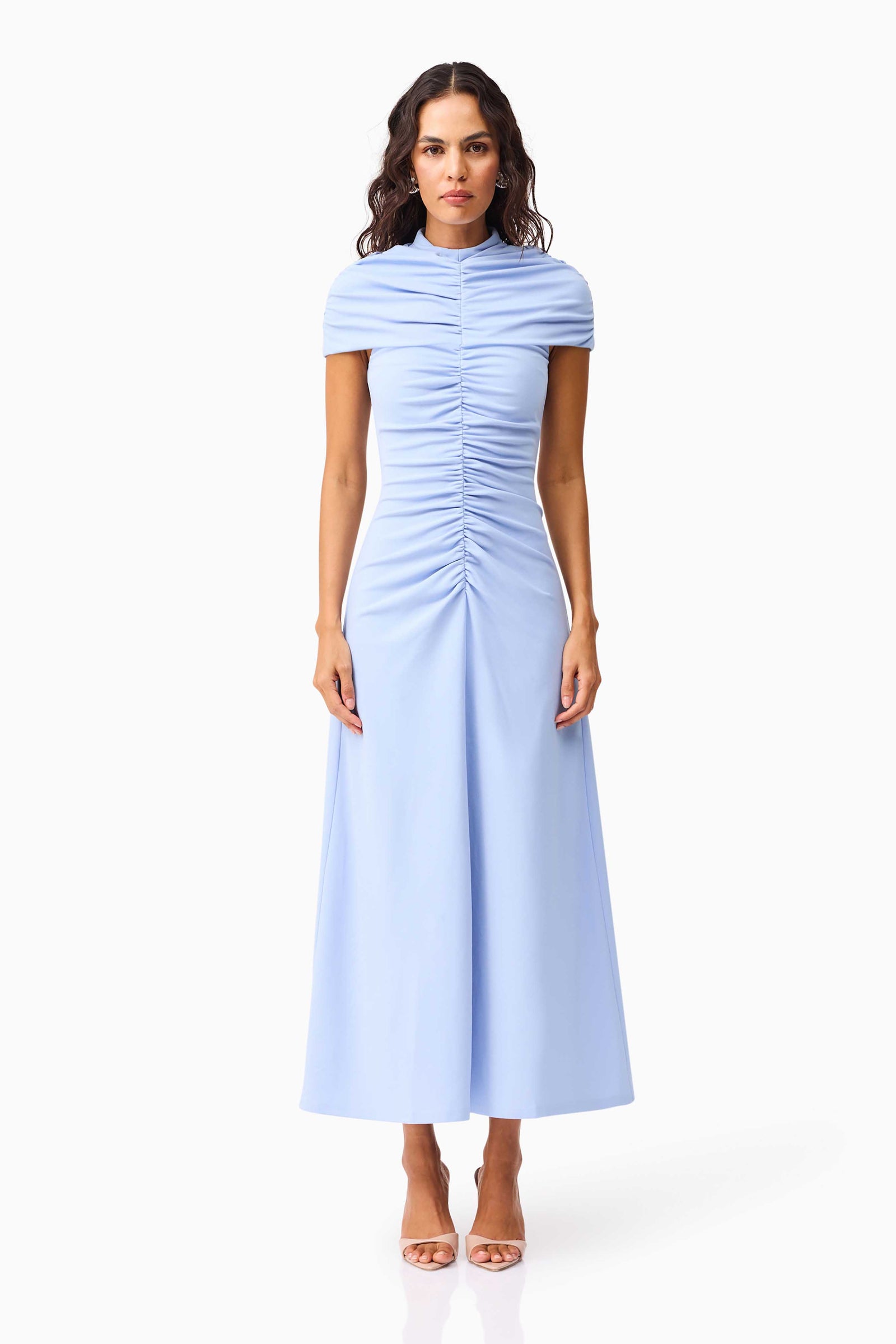Valencia High Neck Maxi Dress - Blue - XL